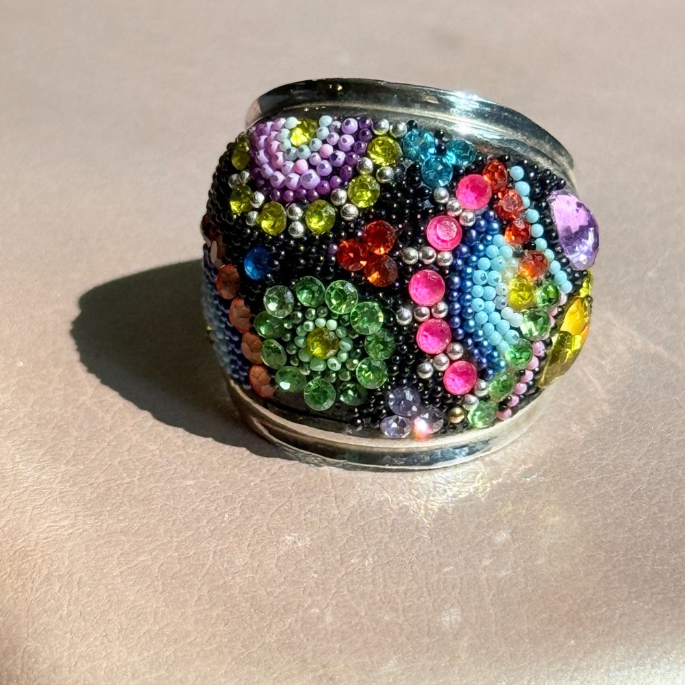 Colorful Sparkling Mosaico Crystal Ring Sterling Silver NWOT - Picture 5 of 10